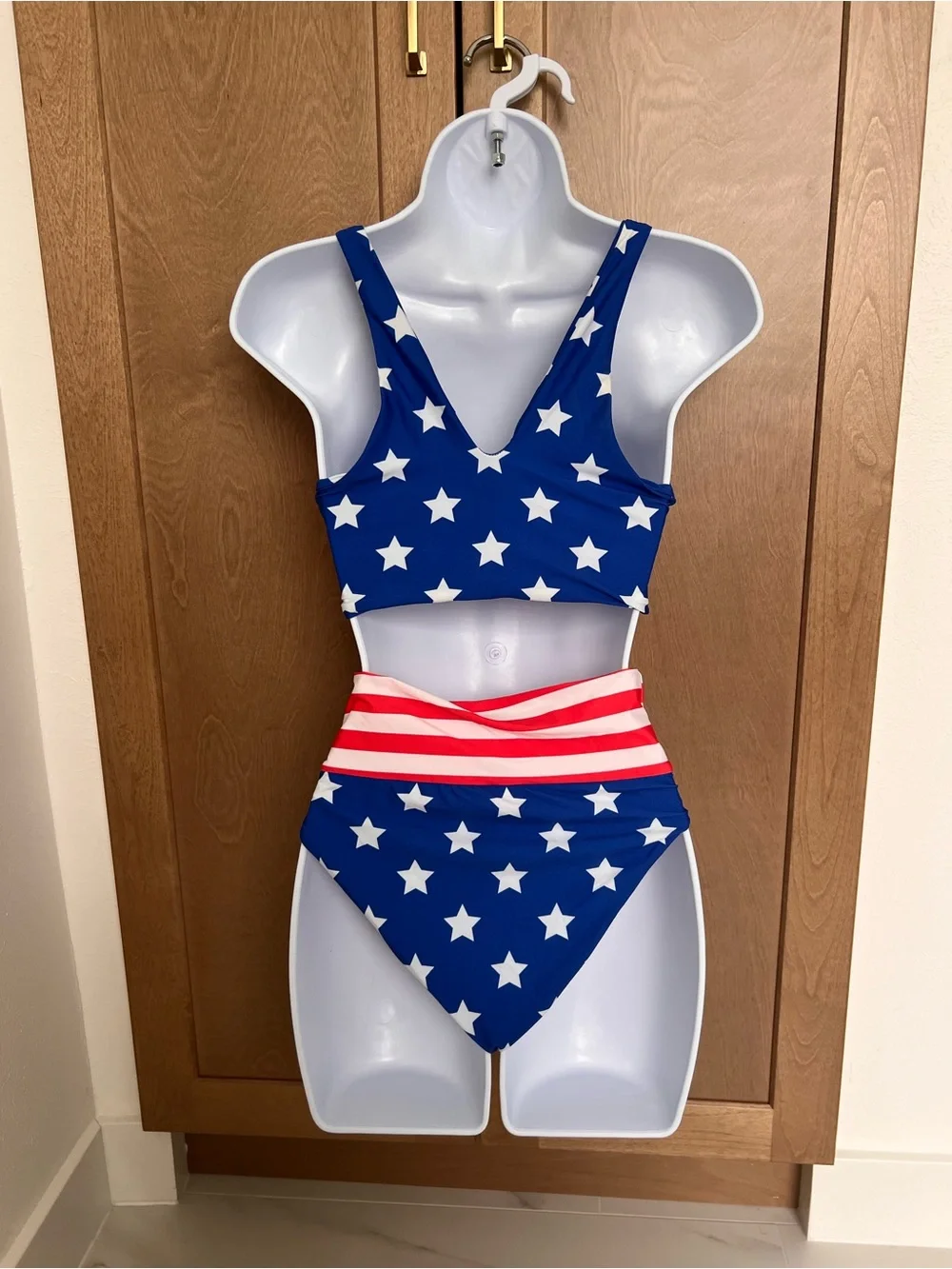 Beach Riot Patriotic Stars & Stripes V-Neck Bikini Top - Picture 5 of 5